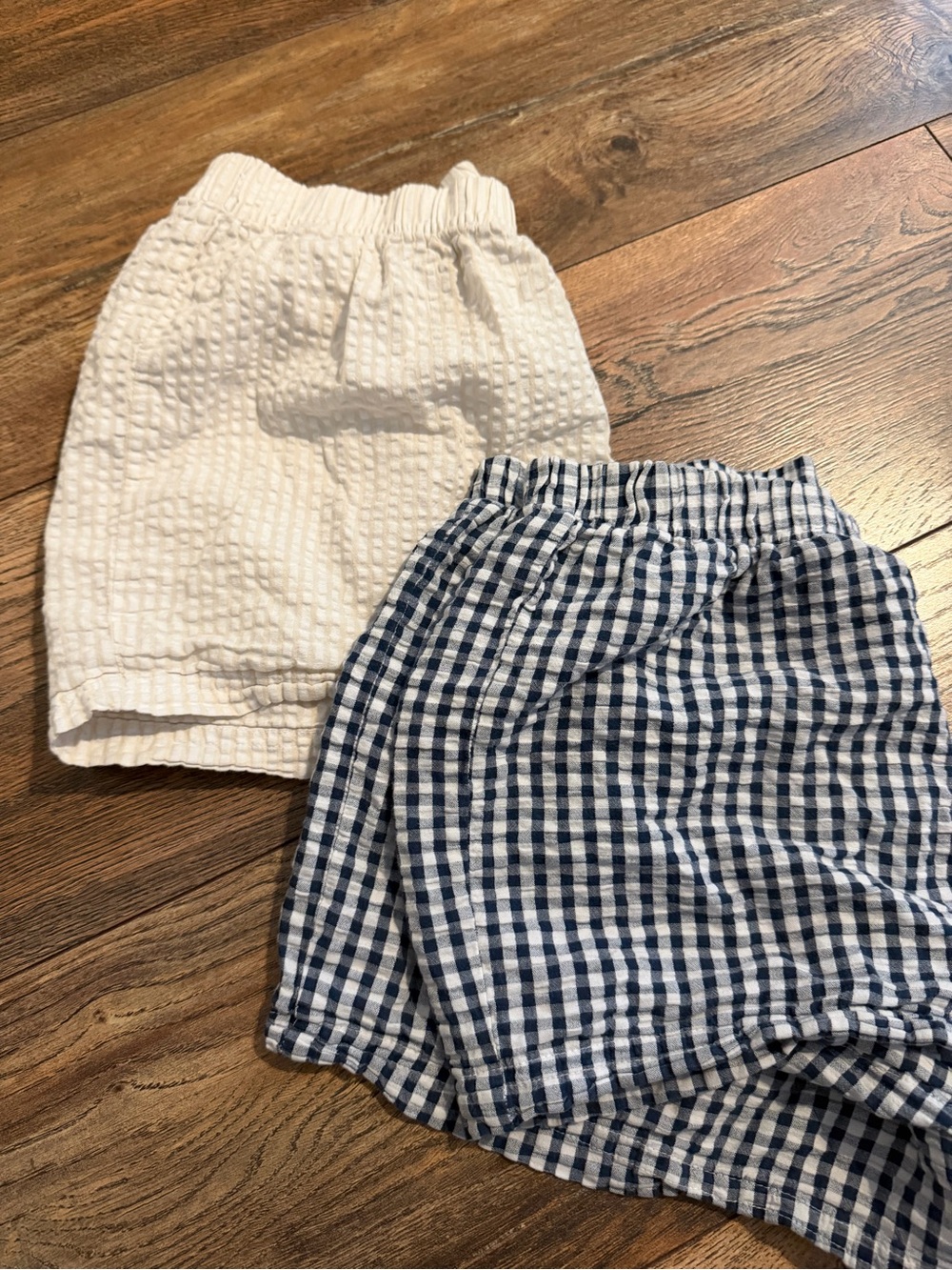 Primark White Seersucker & Navy Gingham Shorts Set